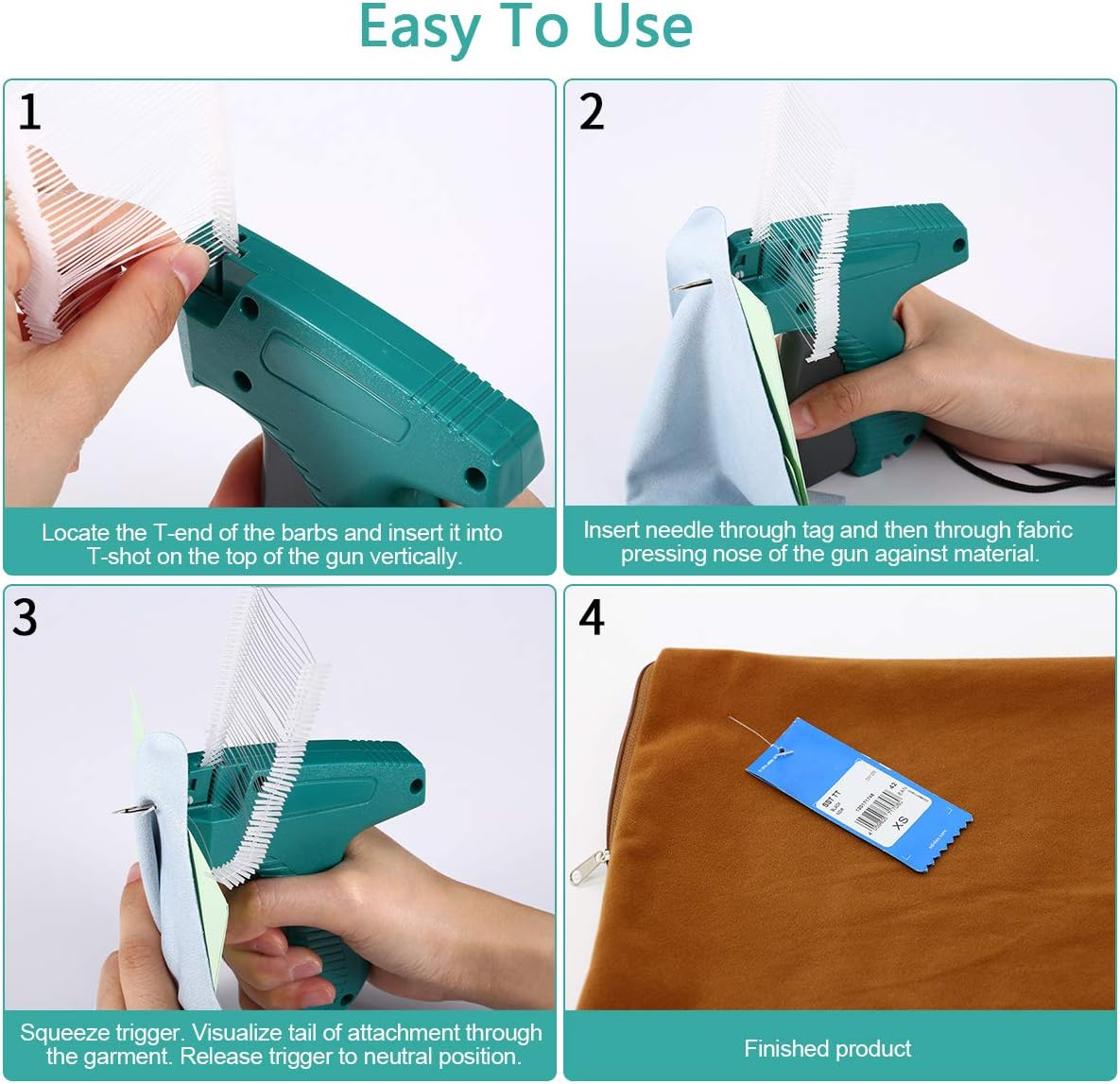 Price Tagging Gun for Clothing,(Not Stitch Gun) Standard Retail Price Tag Attacher Gun for Clothes with 6 Needles & 1000pcs 2 Barbs Fasteners for Store